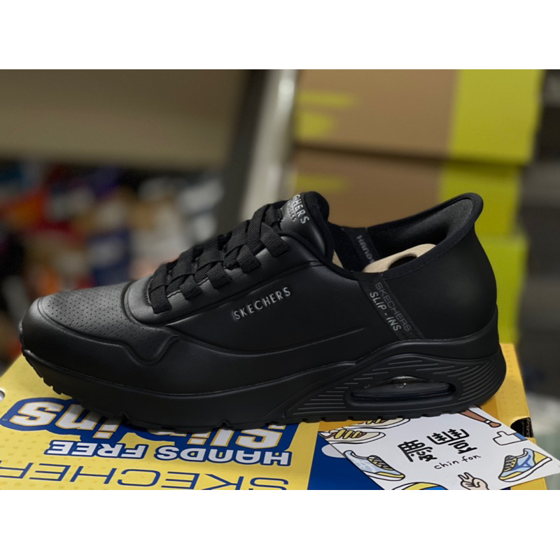 大灌體育👟skechers Uno - Easy Air 瞬穿系列 全黑 皮革 男 健走鞋 休閒鞋 183005bbk