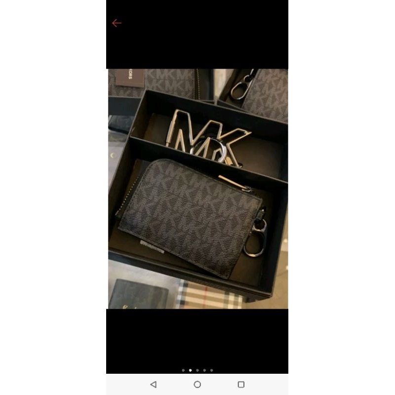 全新轉售 MK 禮盒 L零錢包 + logo 鑰匙圈 黑