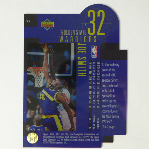 ~ Joe Smith ~ NBA球星/選秀狀元/喬·史密斯 1997年UD3.切割底片設計.NBA塑膠卡