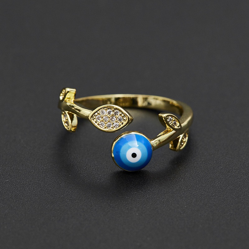 《星空元素》現貨✨時尚 土耳其藍眼睛 開口鑲鑽 戒指 飾品配飾🎁交換禮物🎁