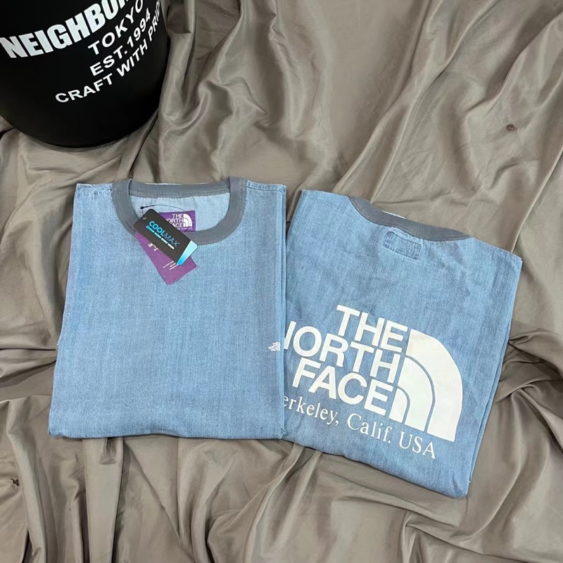 🇯🇵日本限定紫標🇯🇵The north face 紫標支線 丹寧 牛仔 水洗棉 短袖上衣 短T