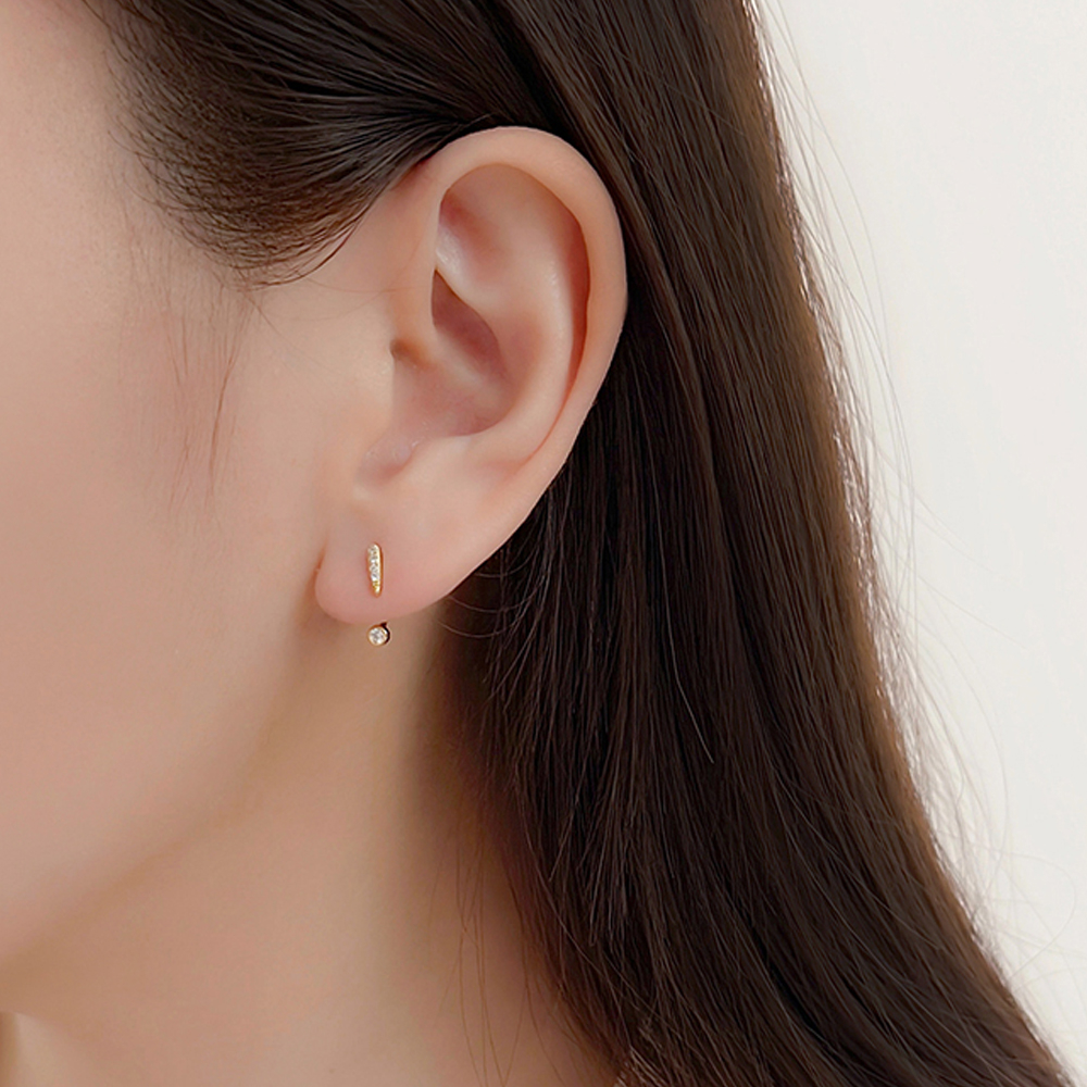 [全純銀.耳環] 驚嘆號造型耳環 / 兩色【UME】S925純銀耳環 三種戴法 後掛式耳環