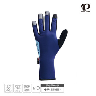 【Pearl izumi】W28-10 女款 長指手套 3D DRY抗UV 藍