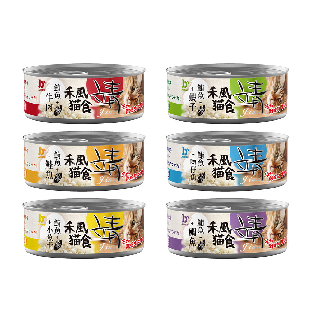 Jing 靖 禾風貓食米罐80gx24罐 貓罐頭 鮪魚 鮭魚 鯖魚 特級米罐 靖貓罐 超取限40罐(C472B01)