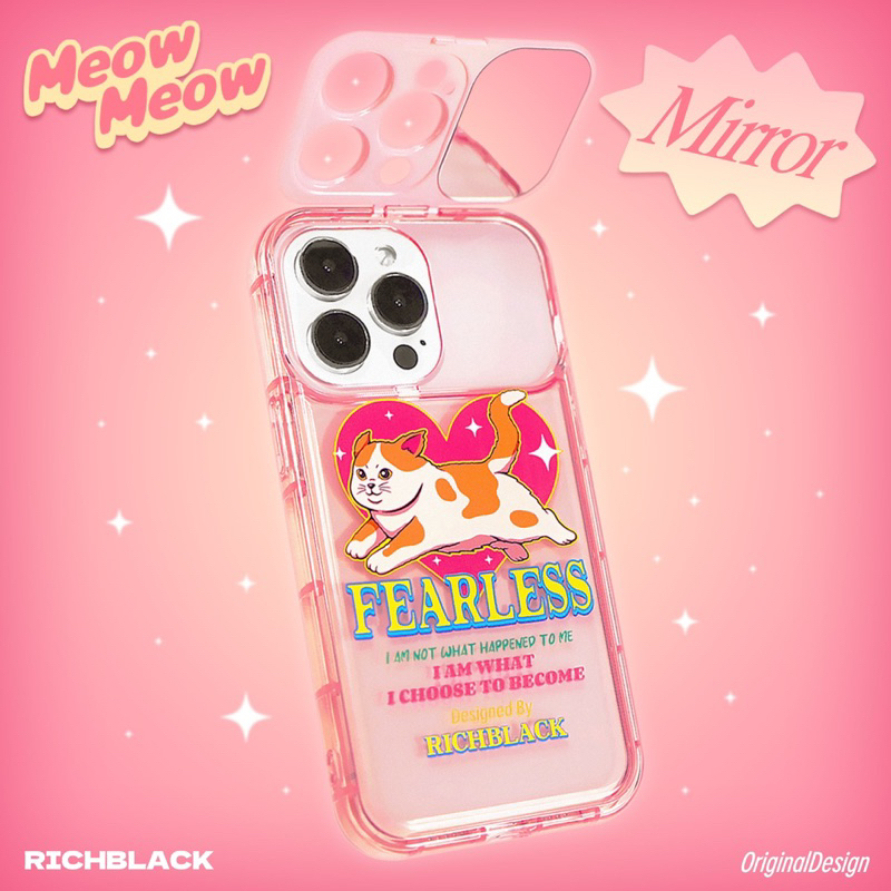 RIchBlack 手機殼💯  Cute Pink Cat 鏡子 免運✅