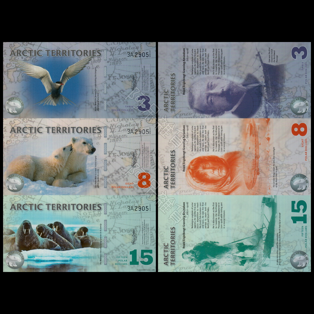 現貨實拍 北極 三連體 聯體鈔 2011年 商業紀念鈔 外鈔收藏 精美 塑膠鈔 三聯體 連體鈔 北極熊 非現行流通貨幣