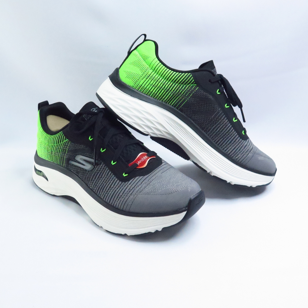 Skechers MAX CUSHIONING 男慢跑鞋 220443BKGR 黑灰綠