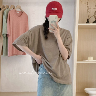 Want-Meow招財貓旺鋪/臺灣出貨🔥全新改版100公斤可穿/竹節棉多色寬鬆短袖圓領素T大學T短袖大碼 中大尺碼上衣