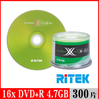 【RITEK錸德】 16x DVD+R 4.7GB X版/300片布丁桶裝
