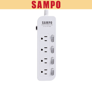 【SAMPO聲寶】四開四插電源延長線 6尺/9尺/12尺 EL-W44R6 EL-W44R9 EL-W44R12