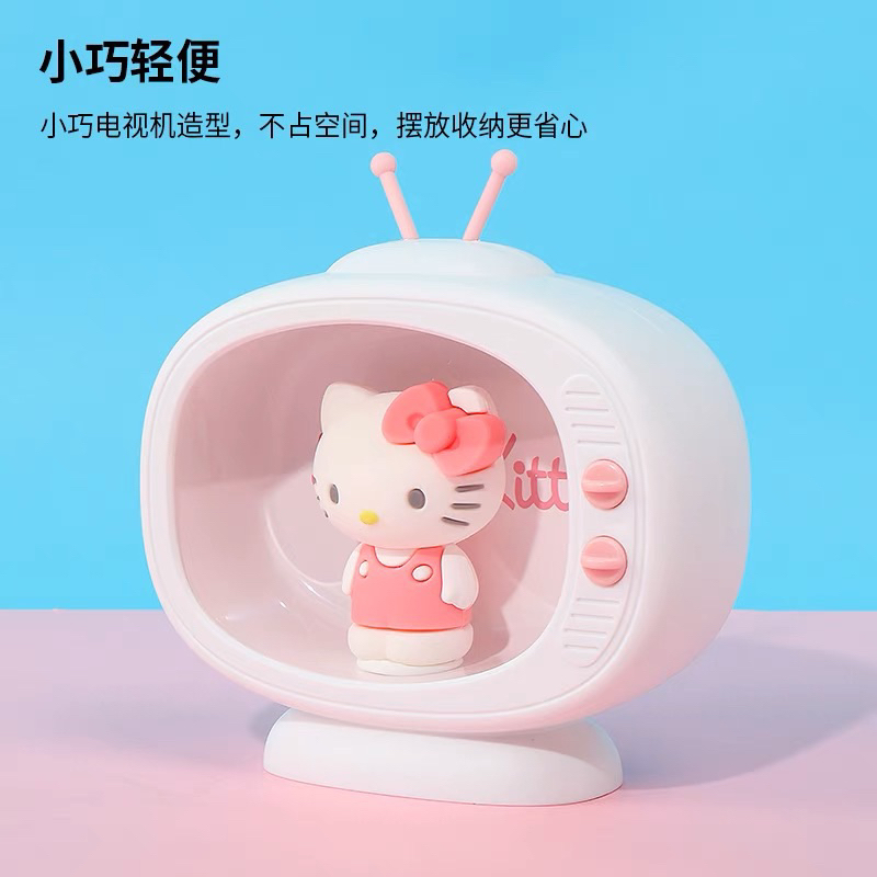 ♚新品現貨♚三麗鷗 Hello Kitty電視機造型小夜燈 miniso名創優品 凱蒂貓 創意小夜燈 桌燈 Sanrio