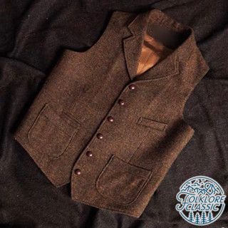 Folklore Classic 美式復古羊毛粗花呢翻領西裝背心 獵裝背心 Tweed RRL參考