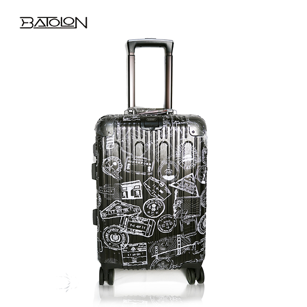 【BATOLON】20吋25吋29吋 旅行印記鋁框輕硬殼海關鎖登機箱/旅行箱/行李箱BL2414