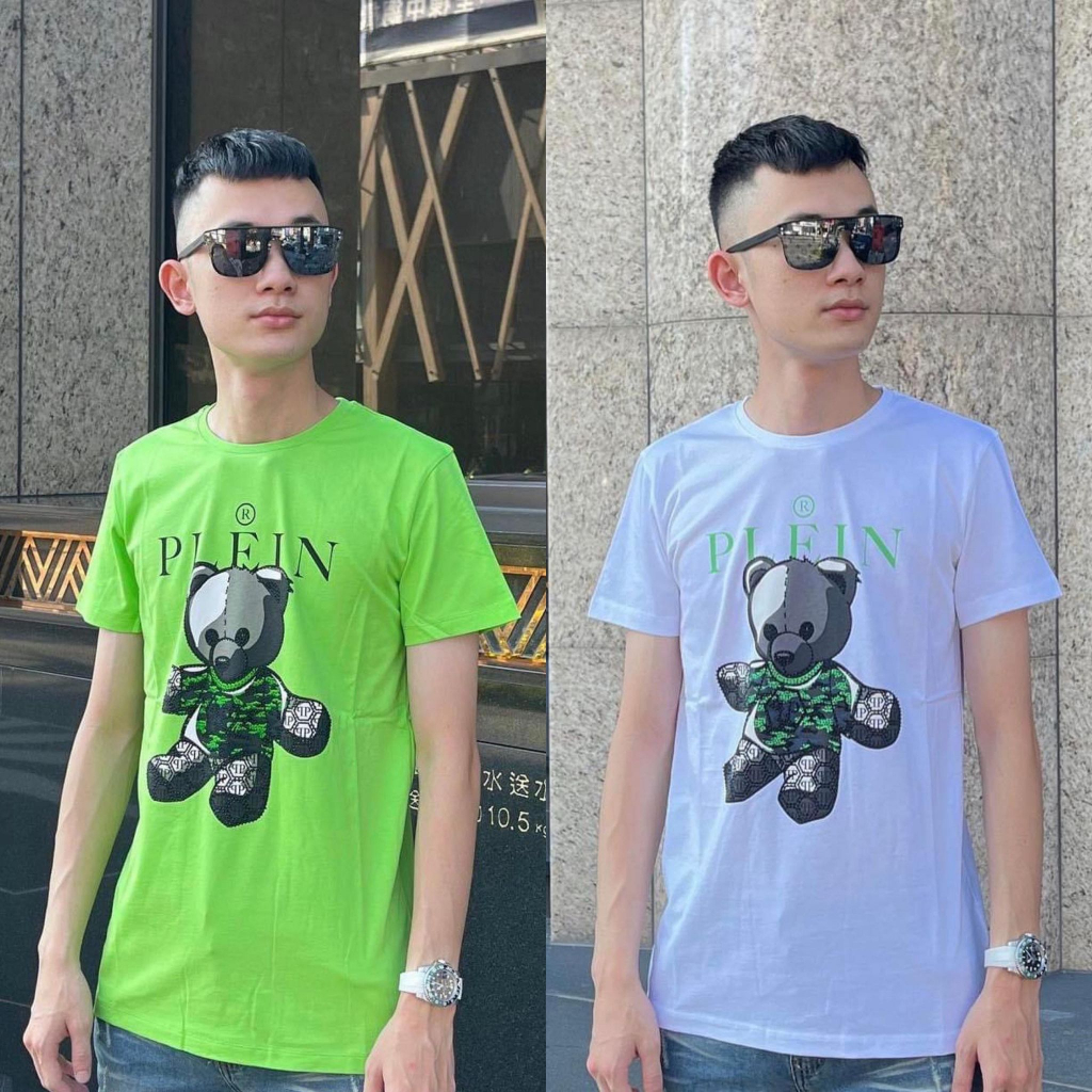 Philipp Plein水鑽迷彩熊T-shirt 青年款(綠/白)『二樓國際精品』