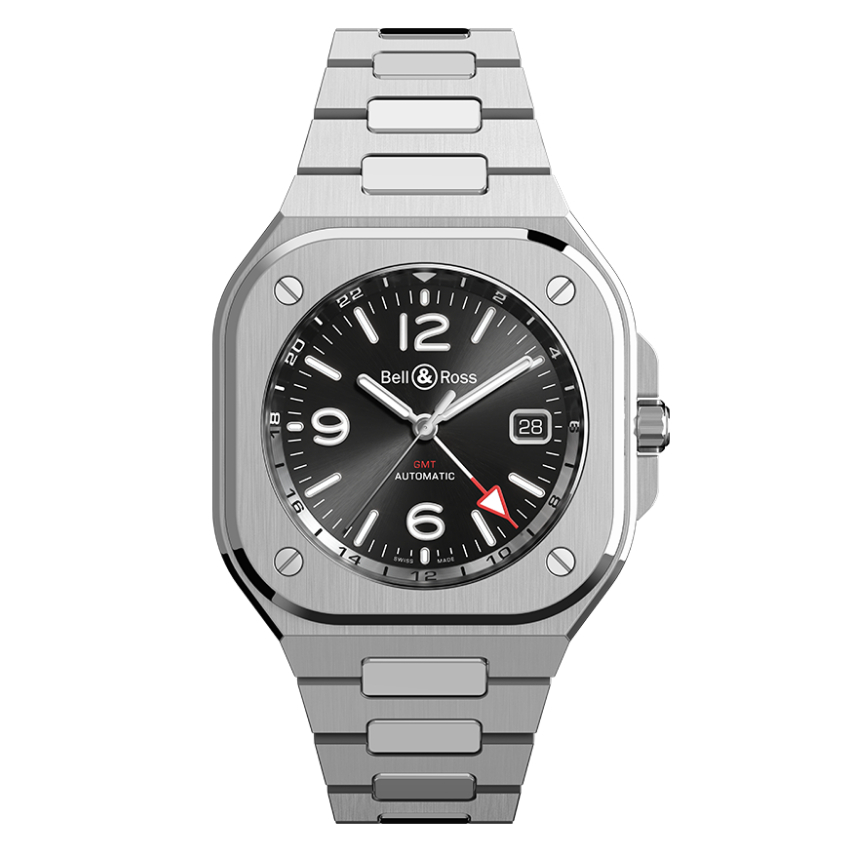 Bell &amp; Ross 柏萊士BR 05系列 兩地時區機械腕錶-黑/41mm (BR05G-BL-ST/SST)