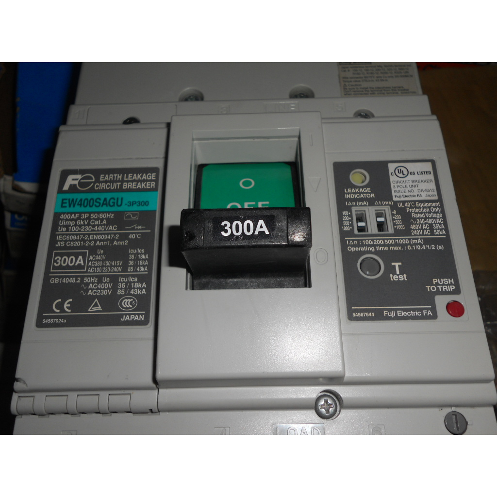日本 富士 漏電斷路器 EW400SAGU 3P 300A100/200/500mA 過負荷.保護短路兼用