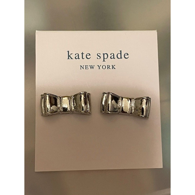 Kate Spade銀色立體蝴蝶結耳環