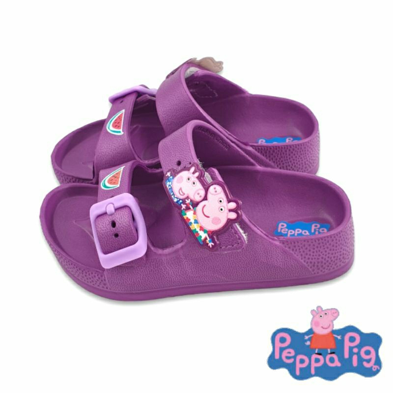 【MEI LAN】佩佩豬 Peppa Pig 粉紅豬小妹 兒童 輕量 防水 拖鞋 舒適 柔軟 1047 紫 另有桃色