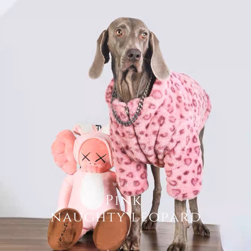 — ωɪᴛʜ ɪᴛ 🐕 粉紅頑皮豹 狗狗衣服 大型犬衣服 寵物冬天衣服 金毛 哈士奇 拉布拉多 寵物衣服