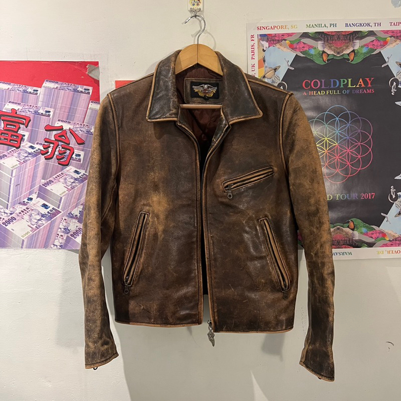 大叔衣櫃 哈雷皮衣harley davidson leather jacket 韓國製