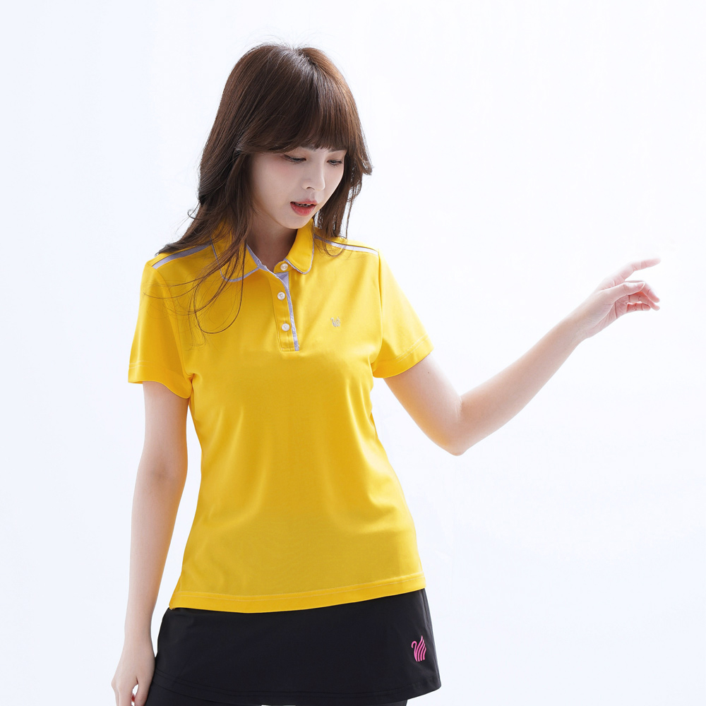 【遊遍天下】女款抗UV吸濕排汗機能格紋POLO衫 GS1016 黃色