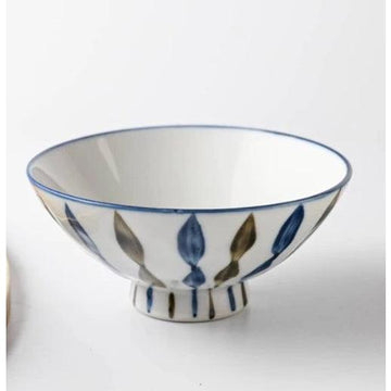 「家電王」 日本製 美濃燒 十草飯碗｜12cm 250ml 日本餐具 日系花紋 藍白碗 陶瓷碗 飯碗 湯碗 餐碗