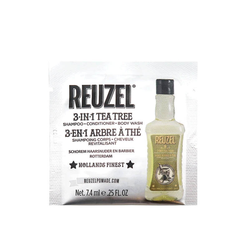【REUZEL 】3合1茶樹全能全身洗潤保濕髮浴( 7.4ml試用包 )｜GISH Beauty 洗髮精 髮品 美髮