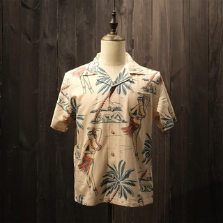 【Metal Mob】Retrodandy - 草裙舞女郎 Hula Lady - 米色 vintage 花襯衫 古著