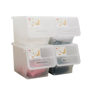 30L 普羅旺可自由堆疊直取式收納箱【四入】掀蓋式 塑膠箱 衣物收納 收納櫃 堆疊箱 置物箱
