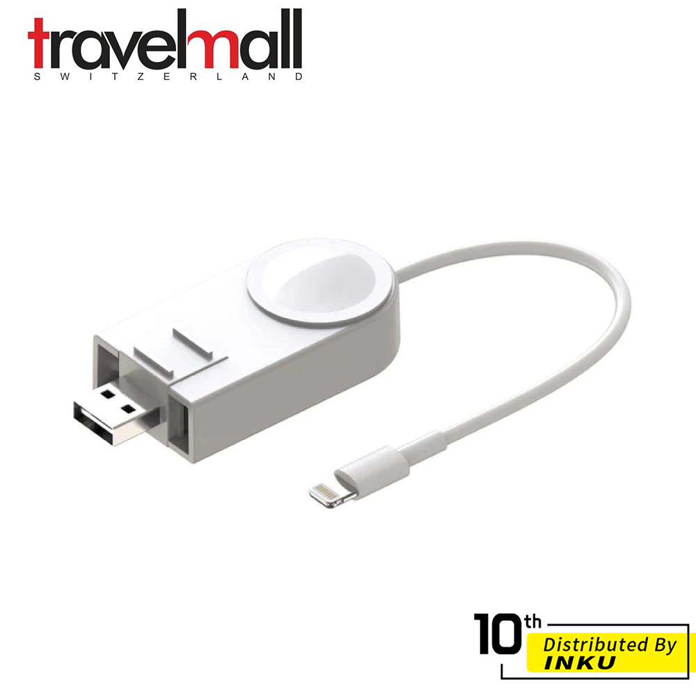 TravelMall 2in1 Lightning 數據傳輸線+Apple Watch 磁吸充電 白 傳輸線 數據線