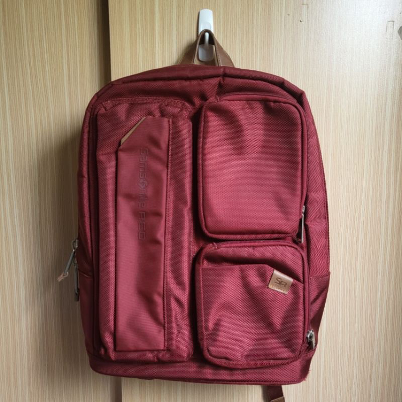 絕版 新秀麗 Samsonite RED 休閒/商務護頸加寬緩衝後背包 暗紅色 登山包 9成新 情人節父親節禮物