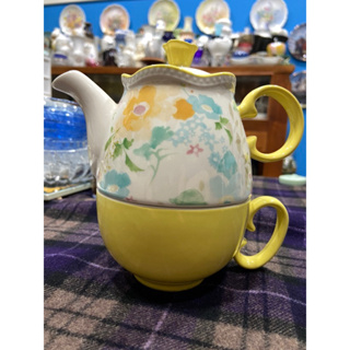 Waitrose stoneware teapot and cup floral design花茶杯壺組U2