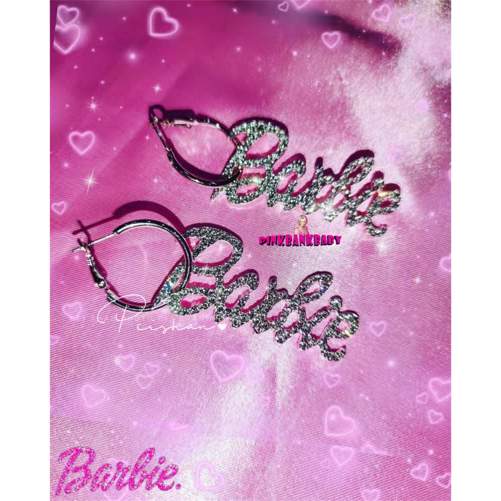 ✨預購✨ 芭比 barbie 耳環 鑽 耳針 耳洞 辣妹 y2k 少女 可愛 個性 夾式耳環 耳夾
