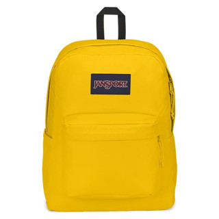 jansport superbreak plus經典美式 輕量 防潑水 單邊水壺袋 15.6吋電腦格 檸檬黃後