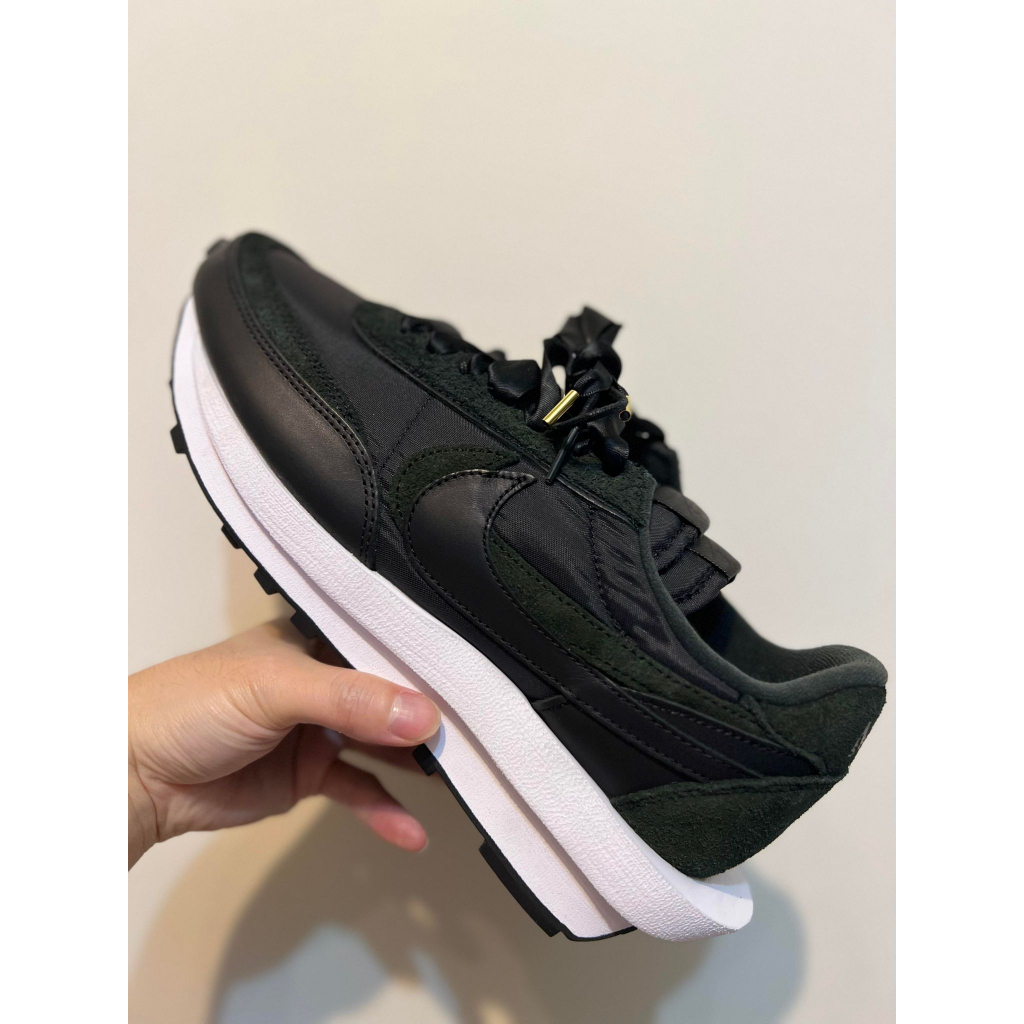 Nike X Sacai LDWAFFLE 'BLACK NYLON' 初代配色 緞帶鞋帶 黑絲綢