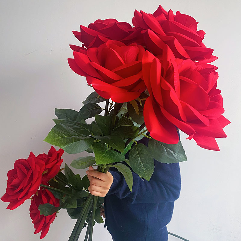 台灣現貨 巨大玫瑰花巨型玫瑰花（28*105CM）情人節驚喜巨型玫瑰花家居裝飾絨布商場布置軟裝拍設道具路引大型仿真花