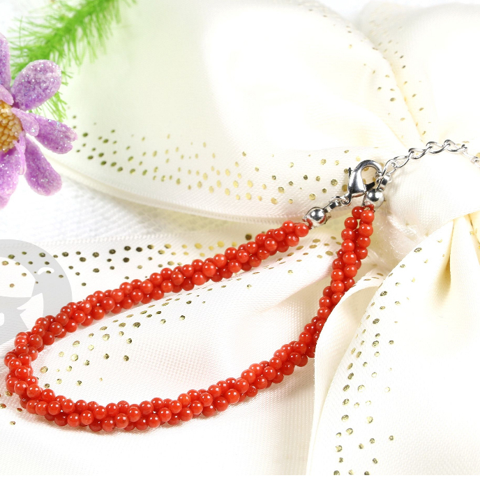 🍁紅珊瑚多一點裝飾 增十分精緻💥做百分精彩女人天然紅珊瑚圓珠編織手串手鍊 GTX 03圓珠三轉手練 2-2.5mm