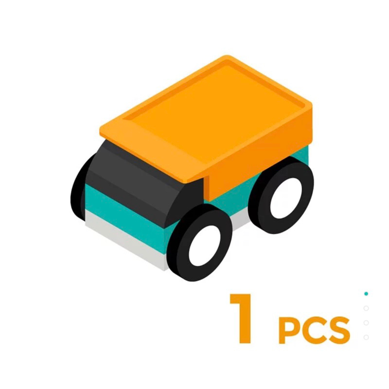[全新] Qbi益智軌道磁吸玩具-迴力小貨車（綠橘）
