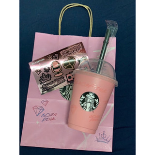 星巴克☕️Starbucks Blackpink 聯名 吸管冷水杯 限量貼紙 專屬紙袋 可重複使用環保杯 全新 快速出貨