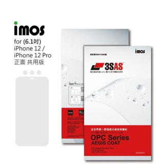 免運 imos iPhone 12 / 12 Pro(6.1吋) 3SAS系列保護貼 正面 超潑水、防污、抗刮 含鏡頭貼
