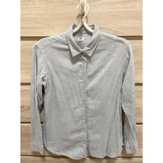 Uniqlo 休閒灰色襯衫/日本國民品牌/百搭實穿/長袖襯衫 （二手）