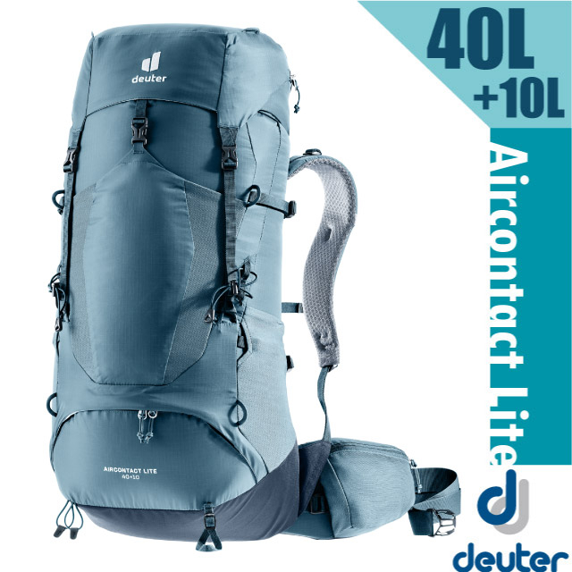 【Deuter】健行登山背包 40+10L Aircontact Lite 自助旅行背包_霧藍_3340123