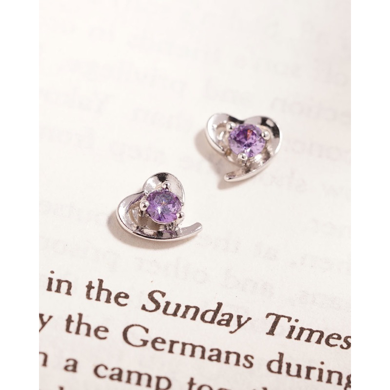 璀璨愛情紫水晶 無耳洞黏貼式耳環