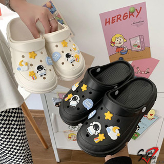 全防水💦宇航員飾品 增高厚底洞洞鞋【臺灣現貨快出】懶人鞋 穆勒鞋 半拖 平底涼拖鞋 園丁鞋 布希鞋 厚底鞋 熱銷 933
