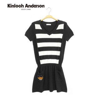 金安德森女裝 甜美V領橫條針織長版上衣 (黑) KA068901288 Kinloch Anderson
