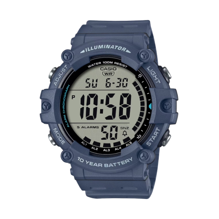 【CASIO 卡西歐】十年電力個性大錶徑數位顯示電子腕錶-神秘藍/AE-1500WH-2AV/台灣總代理公司貨享一年保固