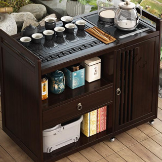 【美物家居】免運 220V 移動 茶臺 燒水壺 一體陽臺小茶桌椅組閤家用茶水櫃非實木茶車茶邊幾