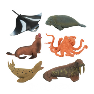 (現貨開發票)6入仿真海洋動物模型(大隻)(章魚版)(安全塑料)【888便利購】魟魚 海豹 海象 海獅 海牛