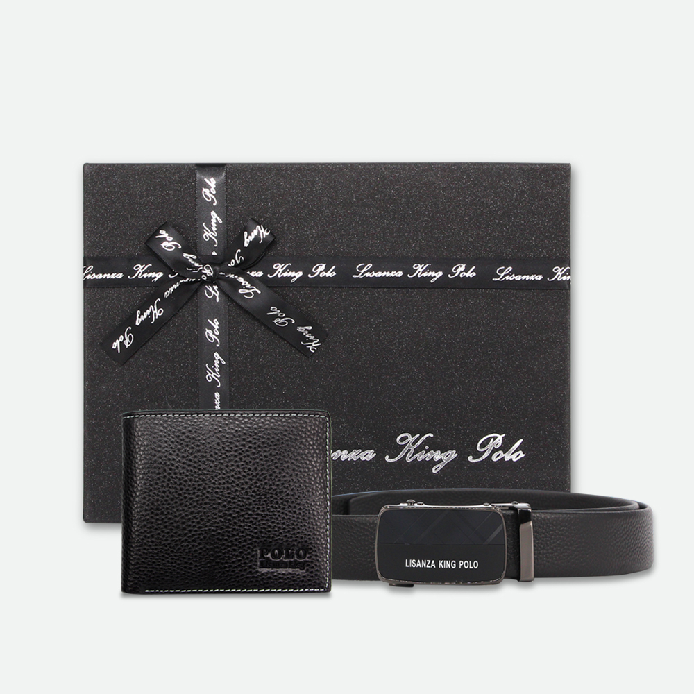 【Lisanza King POLO】POLO男夾 皮帶限量禮盒兩件組( 父親節禮盒組 父親節禮物)