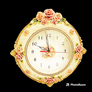 歐式風格 田園玫瑰花工藝樹脂鐘 擺鐘 掛鐘 客廳鐘 歐式裝飾鐘表